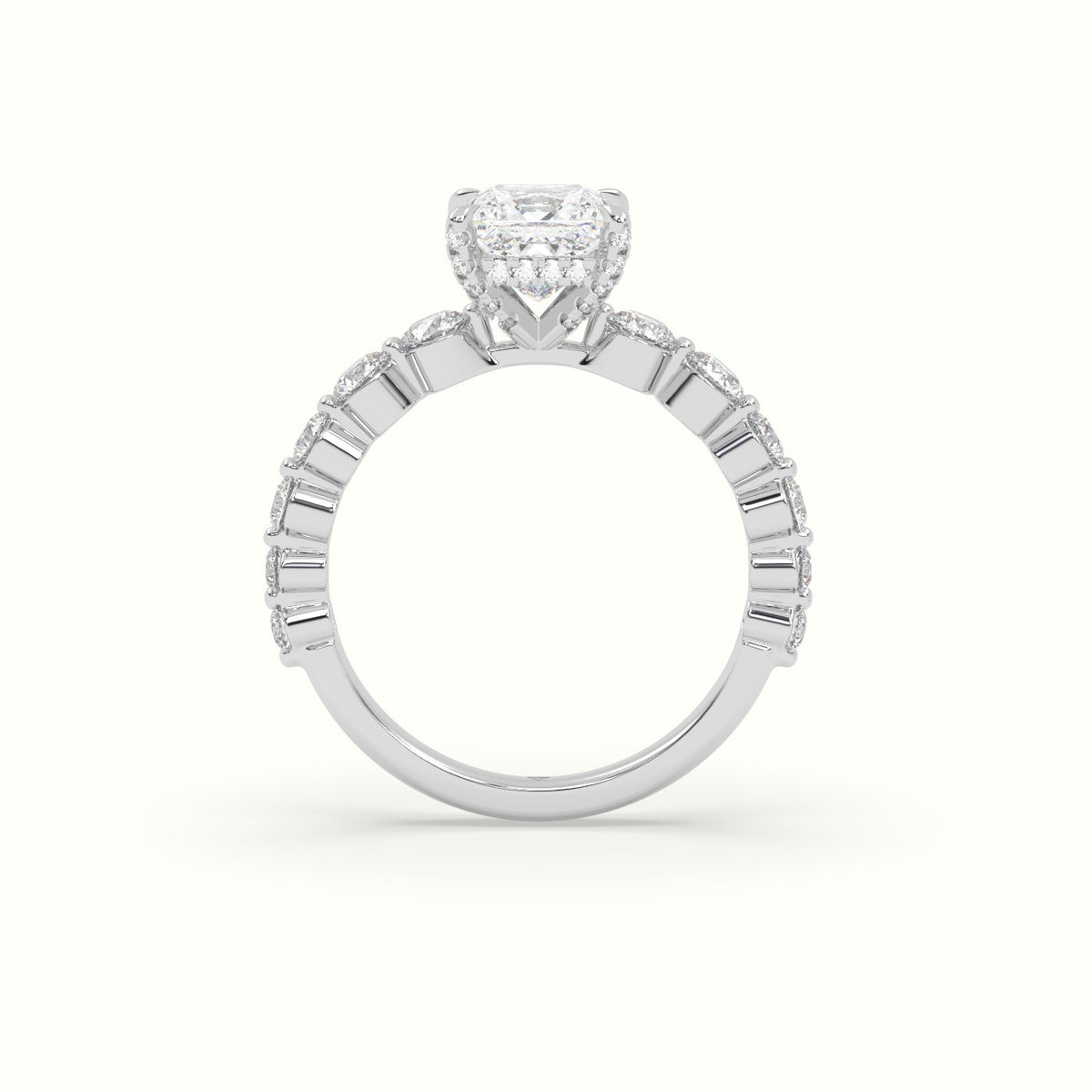Princess Cut Diamond Engagement Ring With Side Stones — White Gold