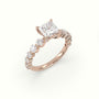 Princess Cut Diamond Engagement Ring With Side Stones — Rose Gold