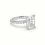 Radiant Cut Solitaire Pave Engagement Ring — White Gold