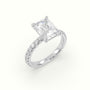 Radiant Cut Solitaire Pave Engagement Ring — White Gold
