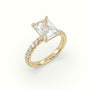 Radiant Cut Solitaire Pave Engagement Ring — Yellow Gold