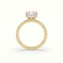 Radiant Cut Solitaire Pave Engagement Ring — Yellow Gold