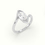 Marquise Diamond Bezel Solitaire Bypass Engagement Ring — White Gold