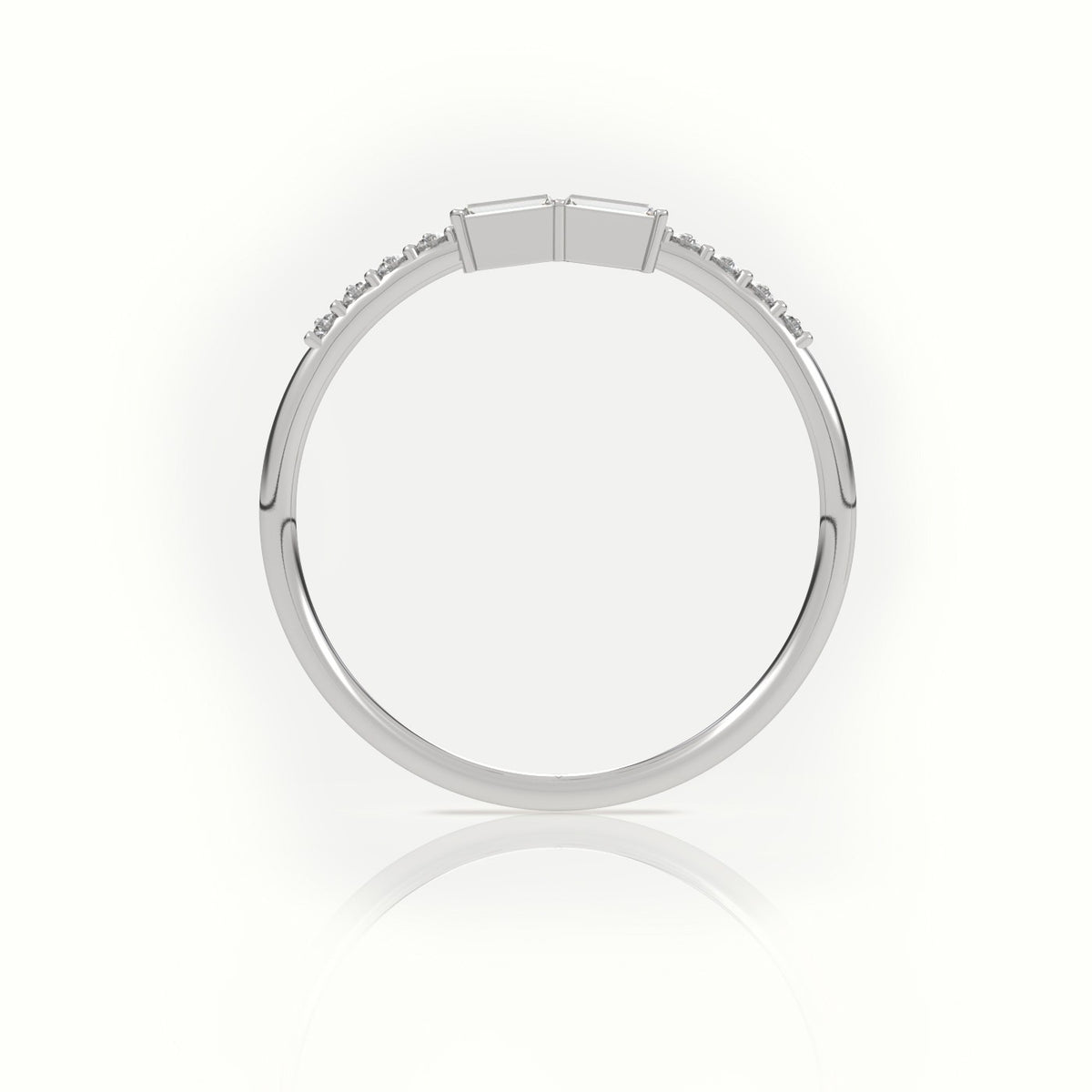 Emerald Cut Diamond Pave Setting Designer Ring — White Gold