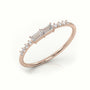 Emerald Cut Diamond Pave Setting Designer Ring — Rose Gold