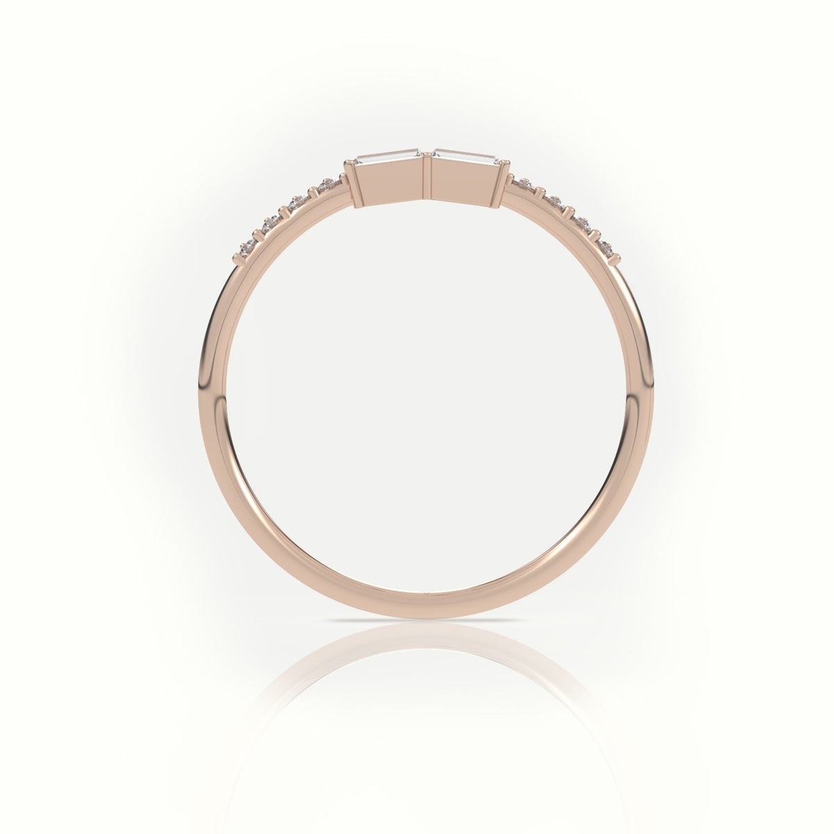 Emerald Cut Diamond Pave Setting Designer Ring — Rose Gold