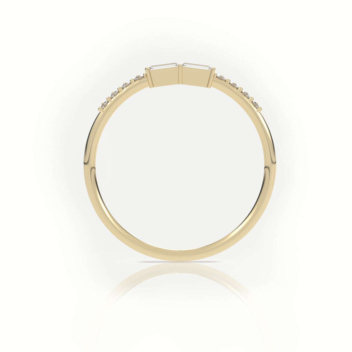 Emerald Cut Diamond Pave Setting Designer Ring — Yellow Gold