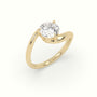 Round Diamond Bezel Solitaire Bypass Engagement Ring — Yellow Gold