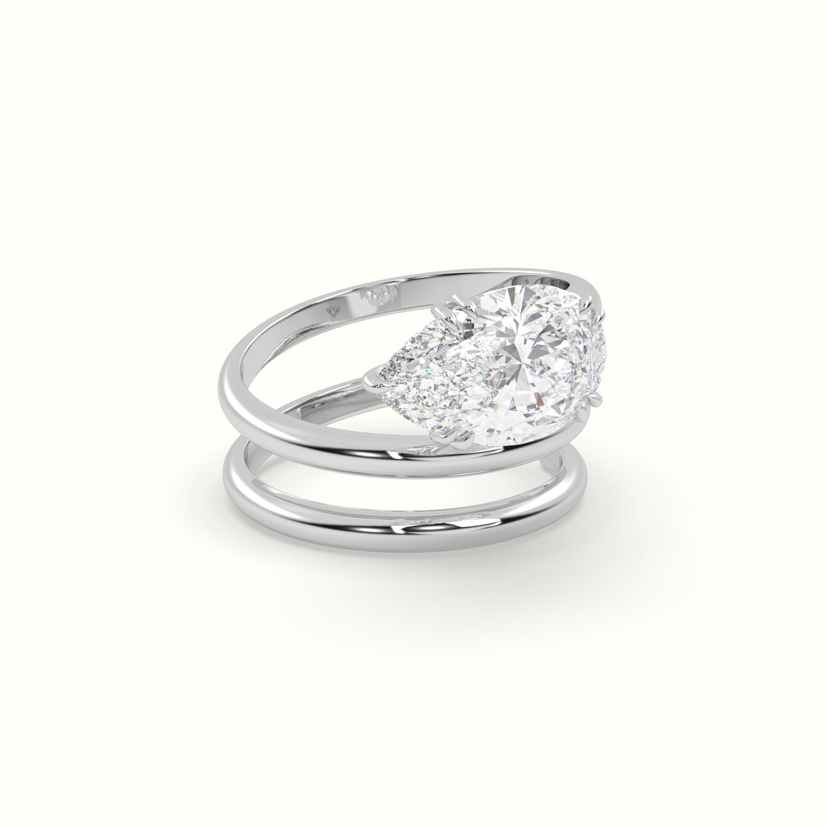 Pear Diamond Solitaire Snake Wrap Engagement Ring — White Gold