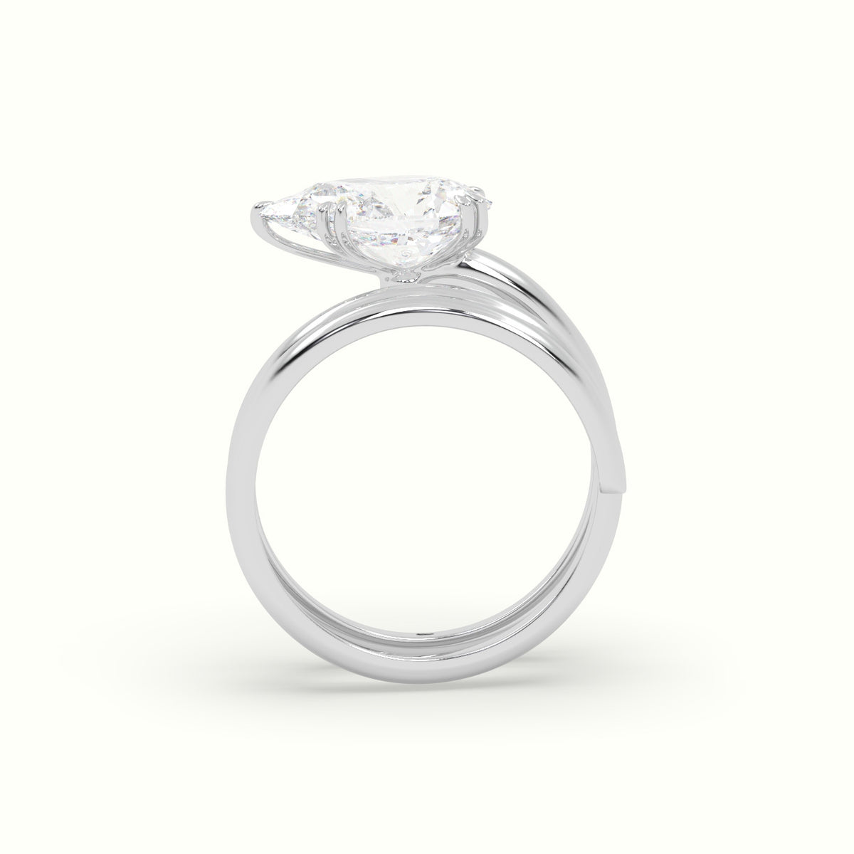 Pear Diamond Solitaire Snake Wrap Engagement Ring — White Gold