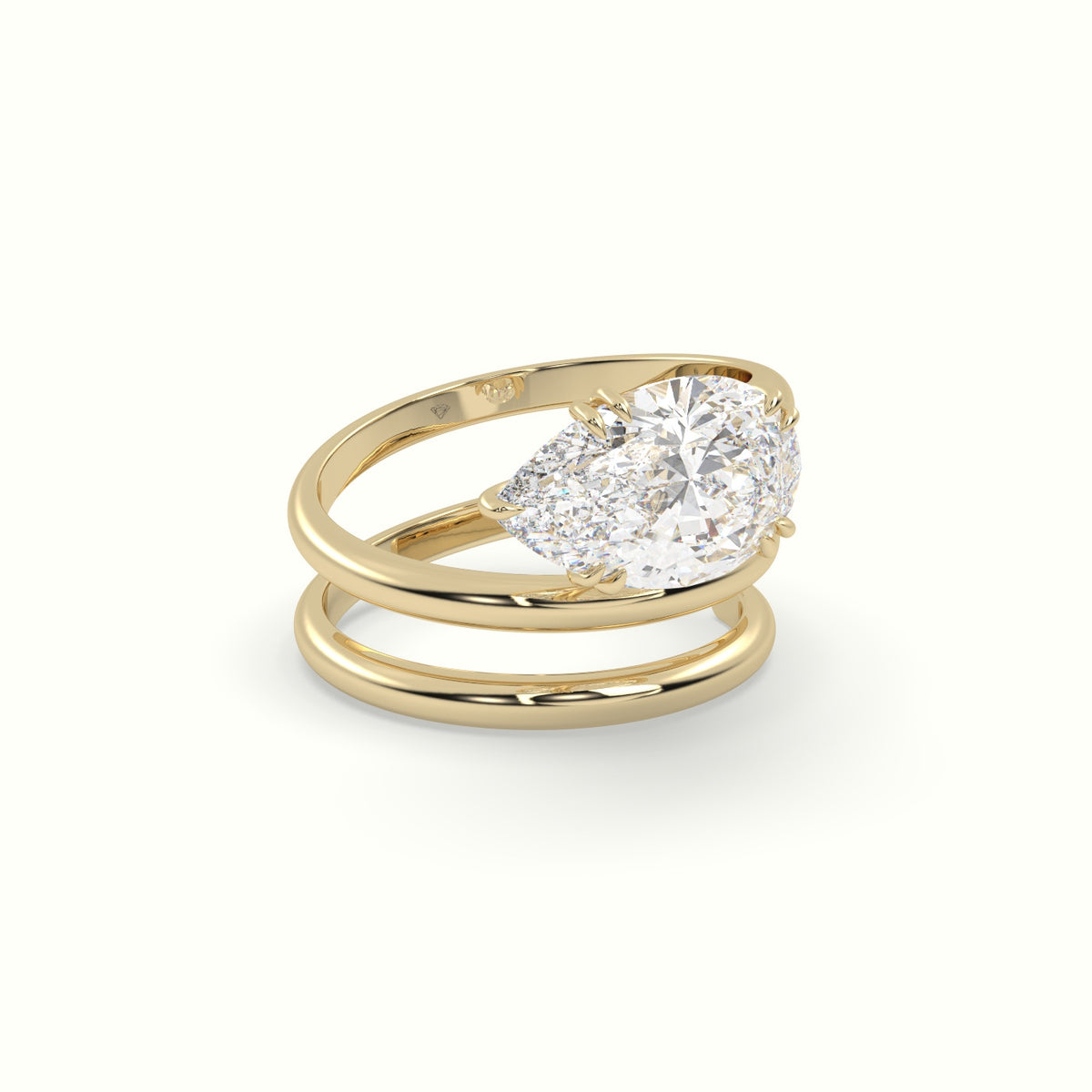 Pear Diamond Solitaire Snake Wrap Engagement Ring — Yellow Gold