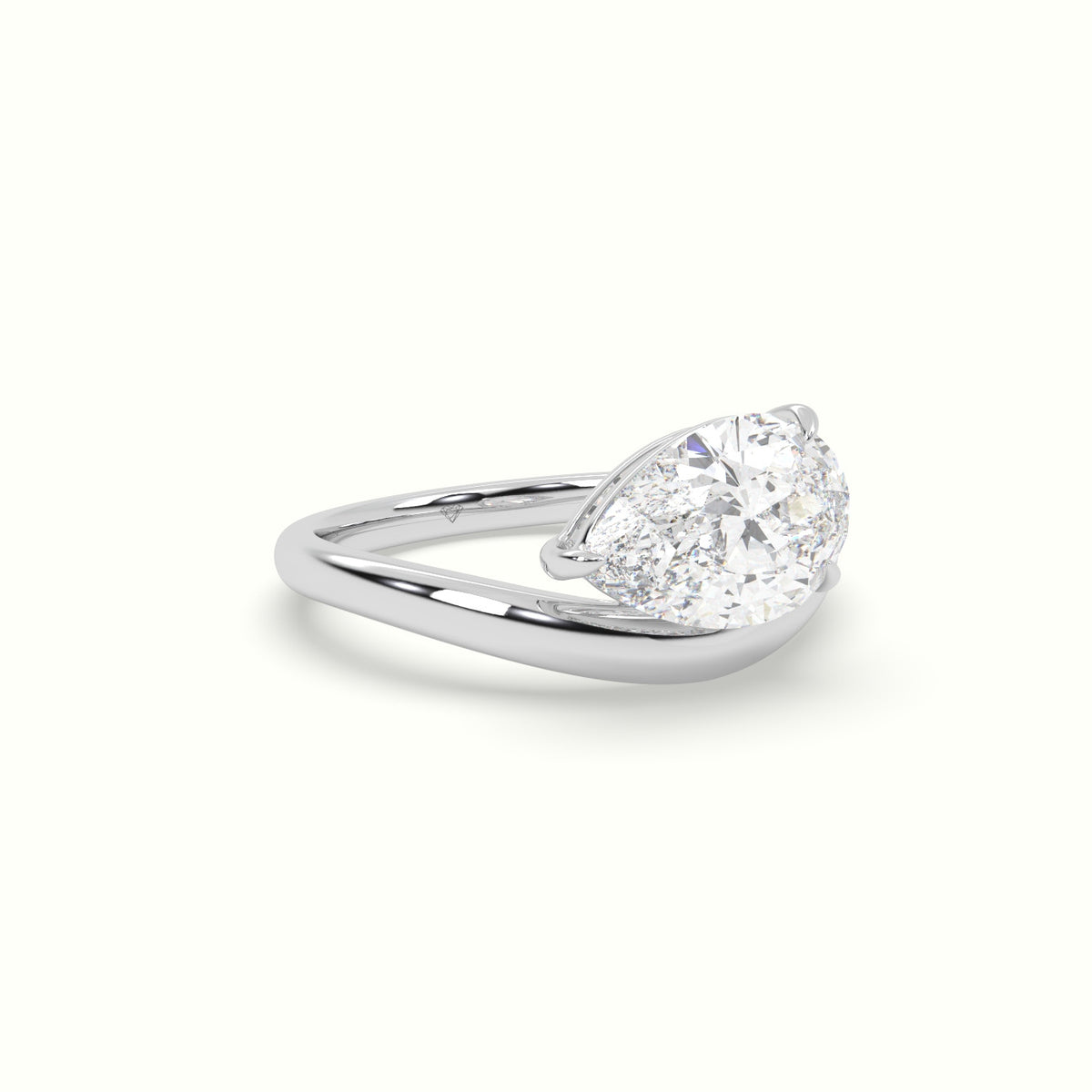 Pear Diamond Solitaire Engagement Ring — White Gold