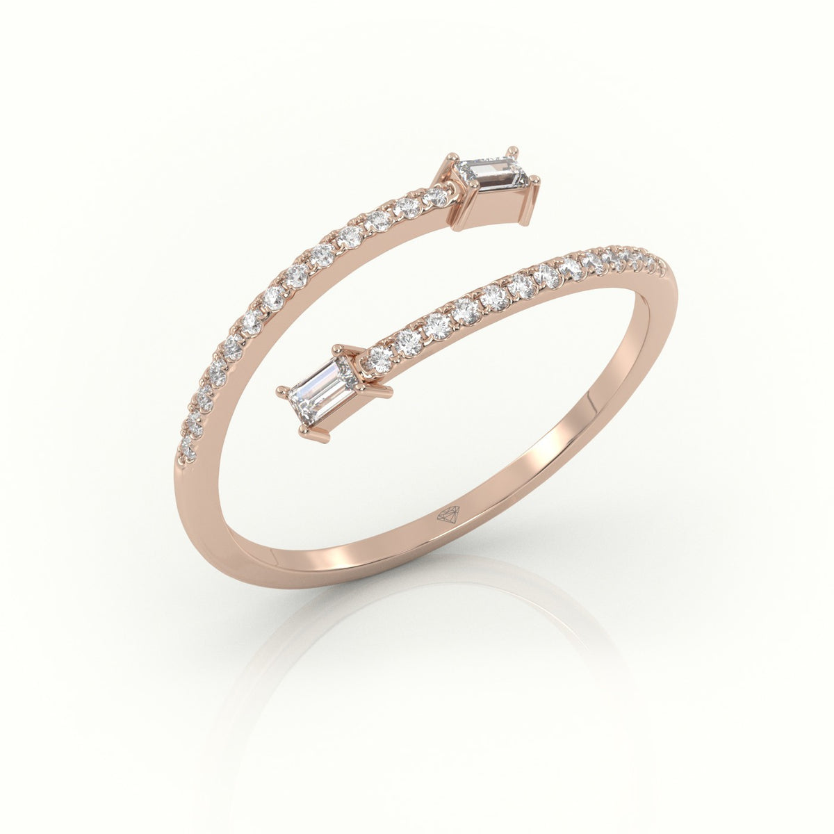 Emerald Cut Diamond Open Channel Setting Ring — Rose Gold