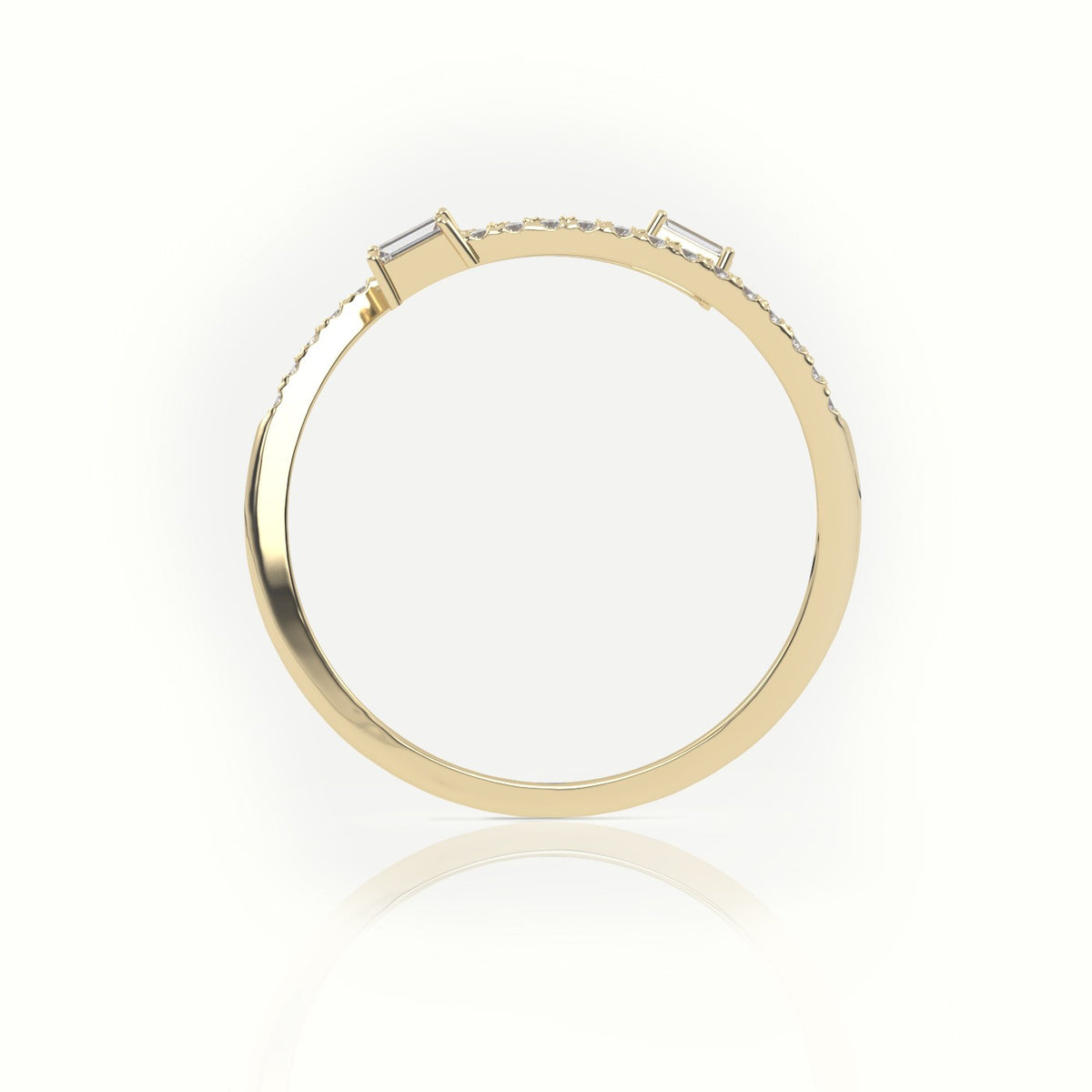 Emerald Cut Diamond Open Channel Setting Ring — Yellow Gold
