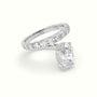 Oval Diamond Solitaire Pavé Engagement Ring — White Gold