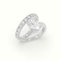 Oval Diamond Solitaire Pavé Engagement Ring — White Gold