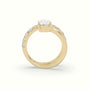 Oval Diamond Solitaire Pavé Engagement Ring — Yellow Gold