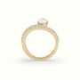 Pear Diamond Solitaire Pavé Engagement Ring — Yellow Gold