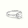Asscher Diamond Solitaire Side Stone Engagement Ring — White Gold
