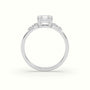 Asscher Diamond Solitaire Side Stone Engagement Ring — White Gold
