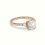 Asscher Diamond Solitaire Side Stone Engagement Ring — Rose Gold