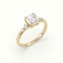 Asscher Diamond Solitaire Side Stone Engagement Ring — Yellow Gold