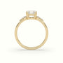 Asscher Diamond Solitaire Side Stone Engagement Ring — Yellow Gold