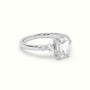 Emerald Diamond Solitaire Side Stone Engagement Ring — White Gold