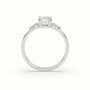 Emerald Diamond Solitaire Side Stone Engagement Ring — White Gold
