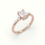 Emerald Diamond Solitaire Side Stone Engagement Ring — Rose Gold