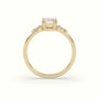 Emerald Diamond Solitaire Side Stone Engagement Ring — Yellow Gold