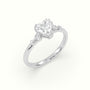 Heart Diamond Solitaire Side Stone Engagement Ring — White Gold