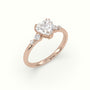 Heart Diamond Solitaire Side Stone Engagement Ring — Rose Gold
