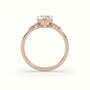 Heart Diamond Solitaire Side Stone Engagement Ring — Rose Gold