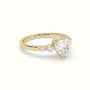 Heart Diamond Solitaire Side Stone Engagement Ring — Yellow Gold