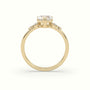 Heart Diamond Solitaire Side Stone Engagement Ring — Yellow Gold