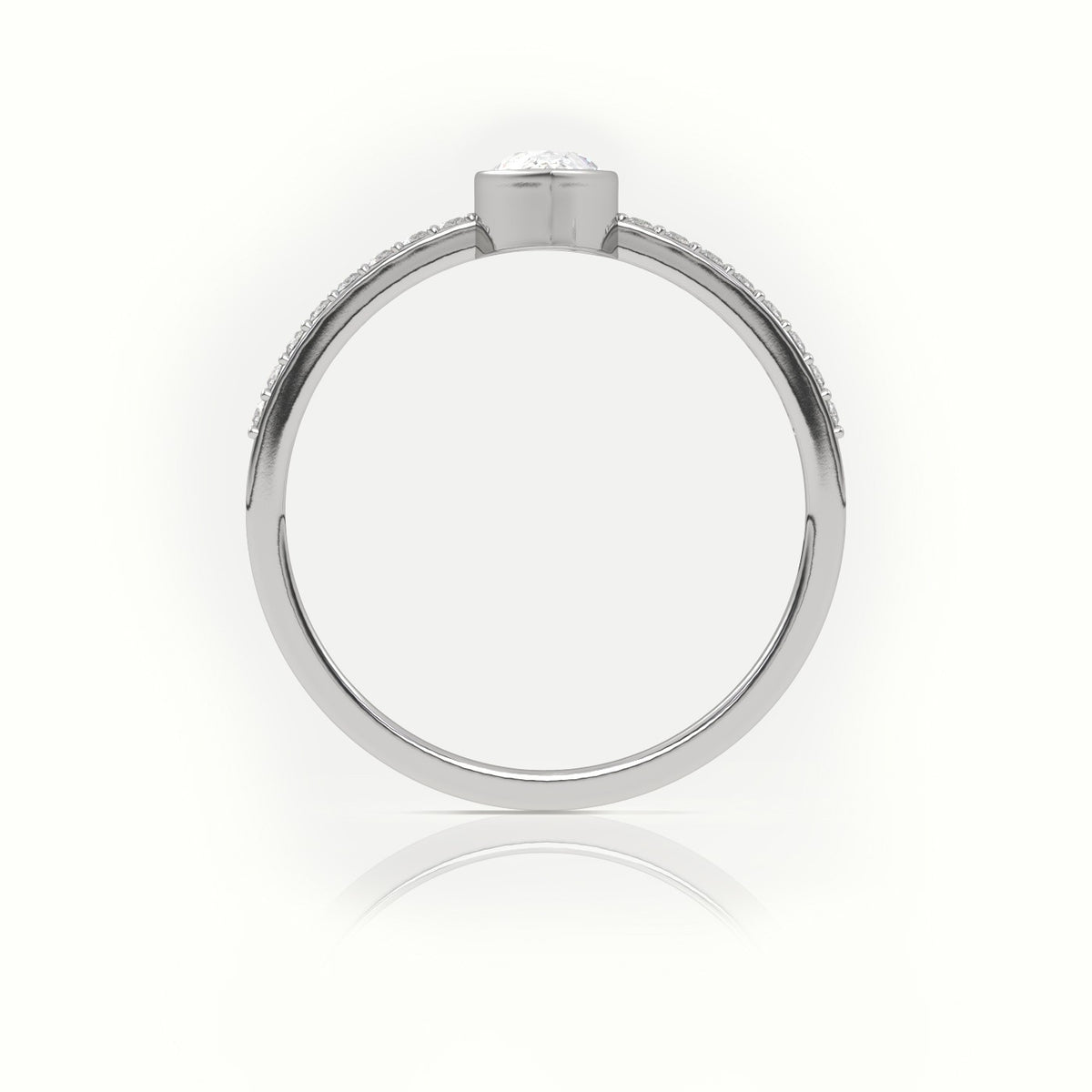 Pear Cut Diamond Channel Setting Engagement Ring — White Gold