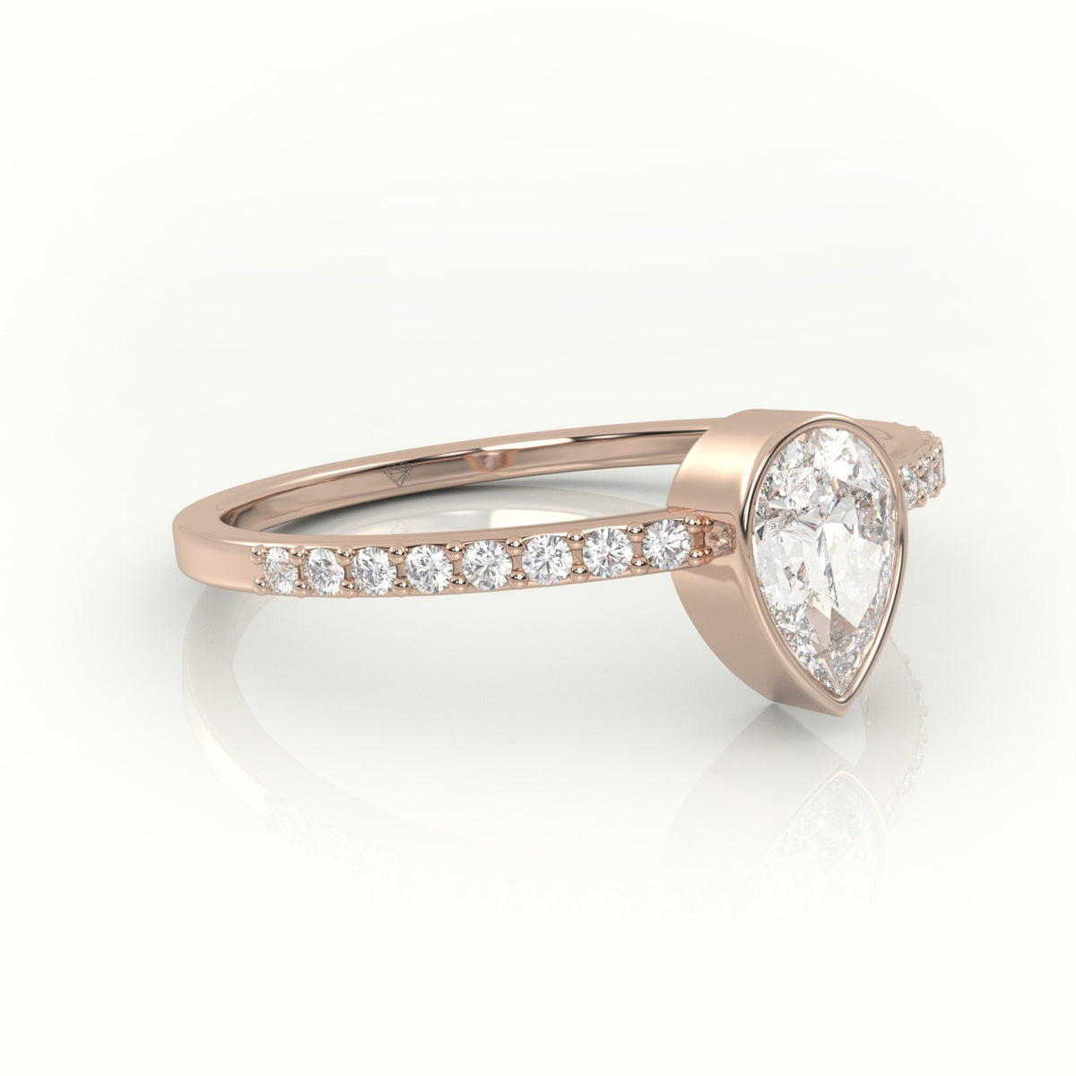 Pear Cut Diamond Channel Setting Engagement Ring — Rose Gold