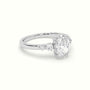 Oval Diamond Solitaire Side Stone Engagement Ring — White Gold