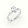 Oval Diamond Solitaire Side Stone Engagement Ring — White Gold