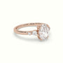 Oval Diamond Solitaire Side Stone Engagement Ring — Rose Gold