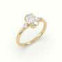 Oval Diamond Solitaire Side Stone Engagement Ring — Yellow Gold