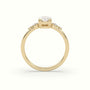Oval Diamond Solitaire Side Stone Engagement Ring — Yellow Gold