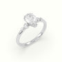 Pear Diamond Solitaire Side Stone Engagement Ring — White Gold