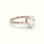 Pear Diamond Solitaire Side Stone Engagement Ring — Rose Gold