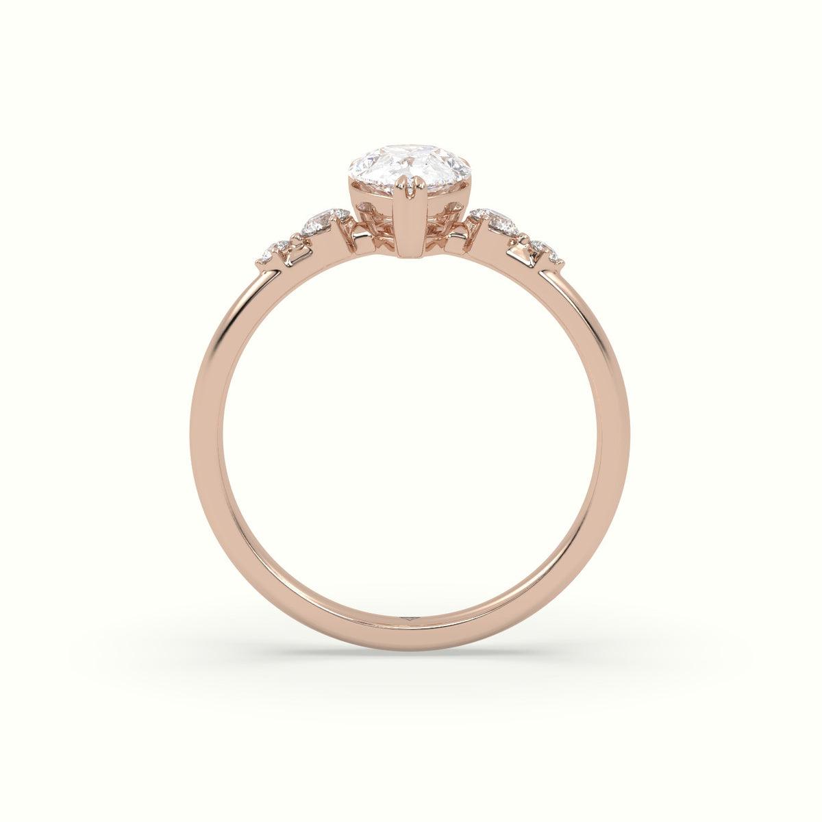 Pear Diamond Solitaire Side Stone Engagement Ring — Rose Gold
