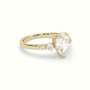 Pear Diamond Solitaire Side Stone Engagement Ring — Yellow Gold