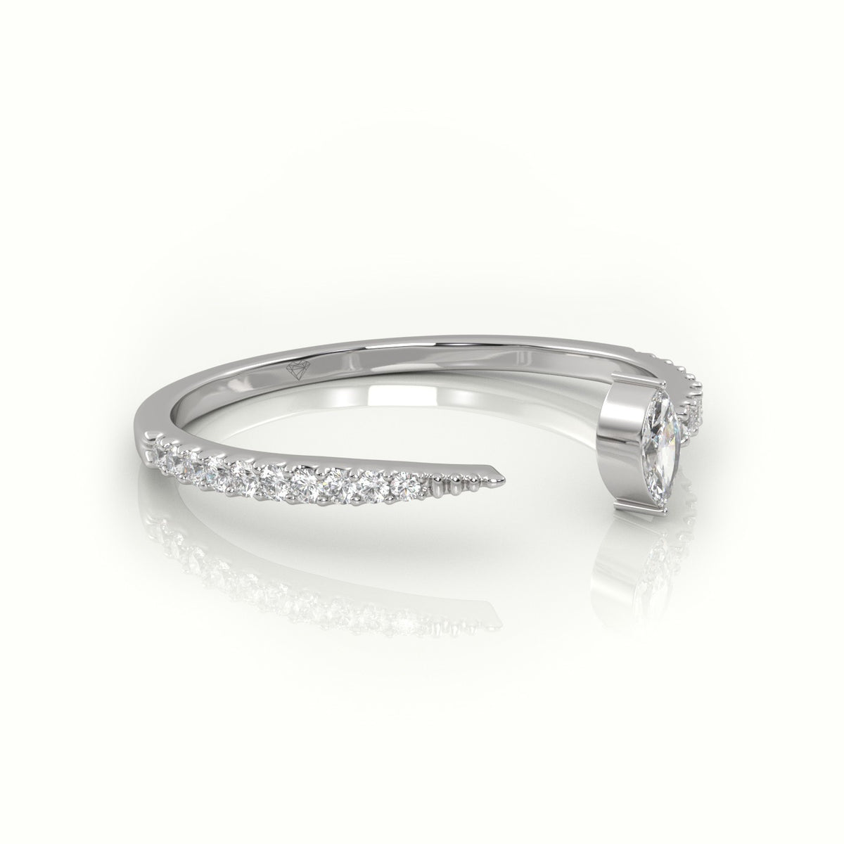 Marquise Cut Diamond 2 Prongs Open Pave Setting Ring — White Gold