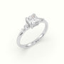 Princess Diamond Solitaire Side Stone Engagement Ring — White Gold