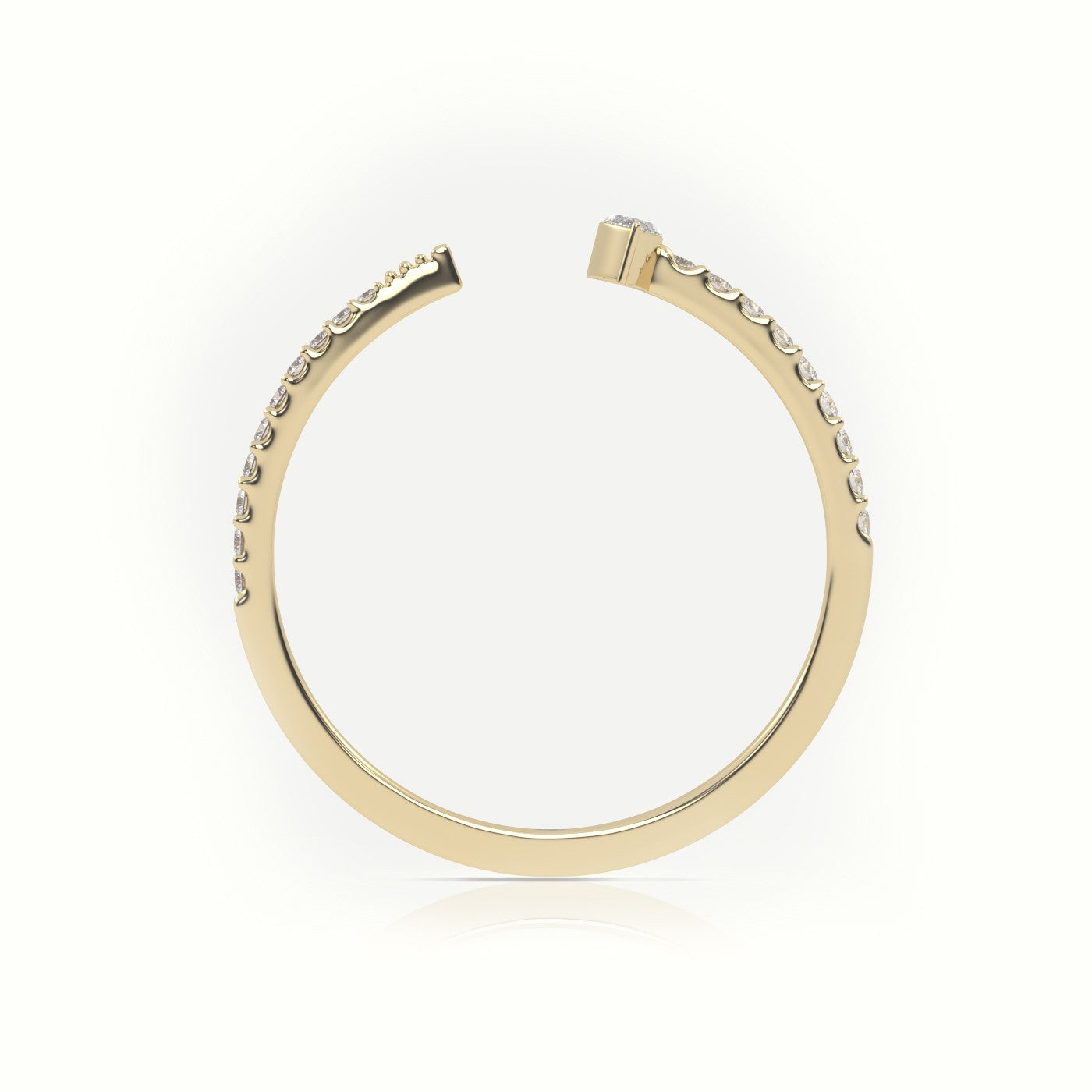 Marquise Cut Diamond 2 Prongs Open Pave Setting Ring — Yellow Gold
